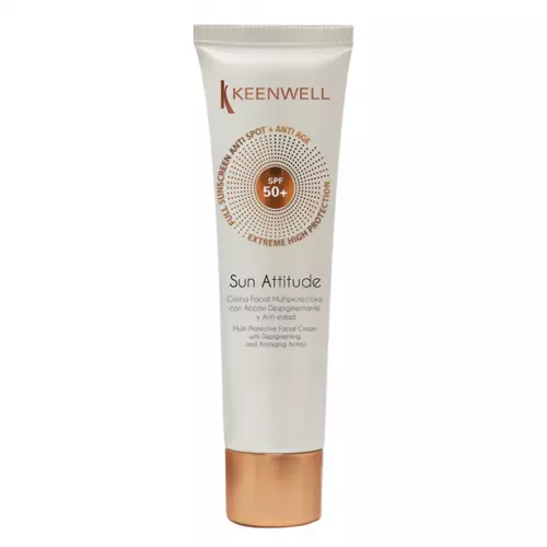 KEENWELL SUN ATTITUDE SPF 50 Depigmentuojantis ir prieš odos senėjimą veikiantis veido kremas, 60 ML