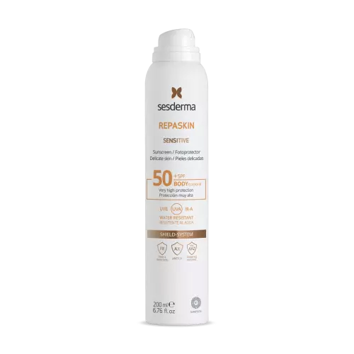 SESDERMA REPASKIN SENSITIVE SPF50+ Purškiama saulės apsauga kūnui