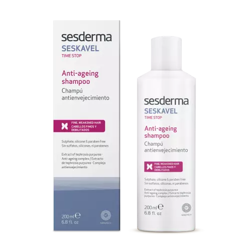 SESDERMA SESKAVEL TIME STOP Senėjimo požymius mažinantis šampūnas, 200 ml