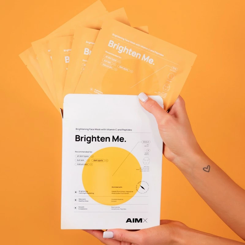AIMX Greito poveikio skaistinanti veido kaukė su vitaminu C „Brighten Me“, 5vnt