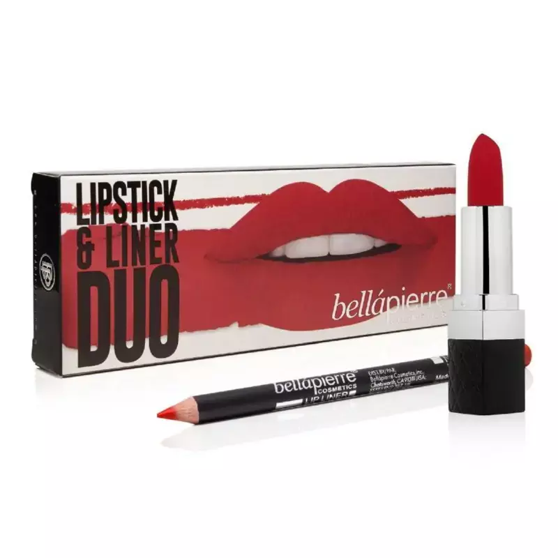 BELLAPIERRE Lūpų dažų ir lūpų kontūro pieštuko rinkinys Bellapierre Lipstick & Liner Duo Fire Red