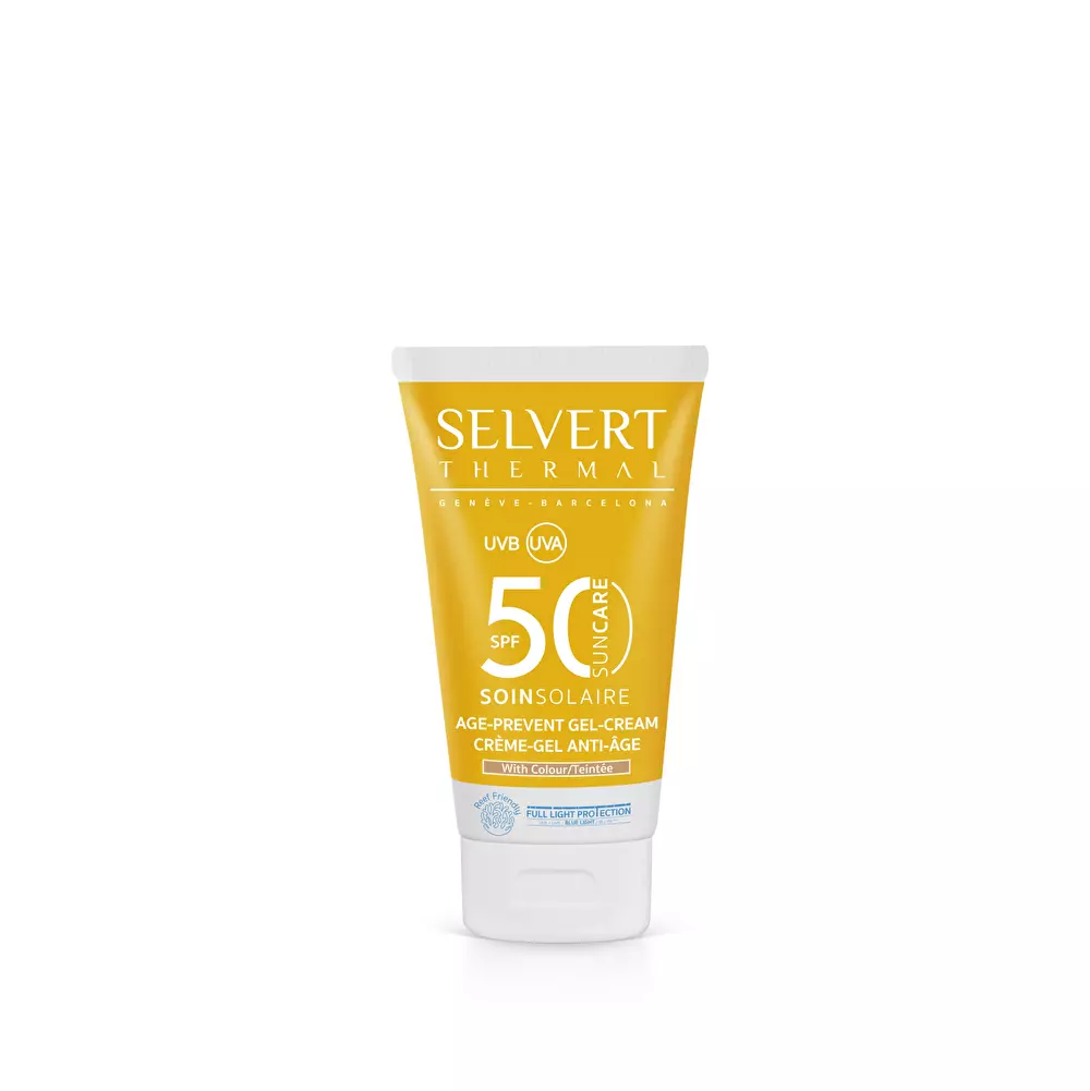 SELVERT THERMAL Apsauginis kremas - gelis veidui SPF50 su spalva, 50ml