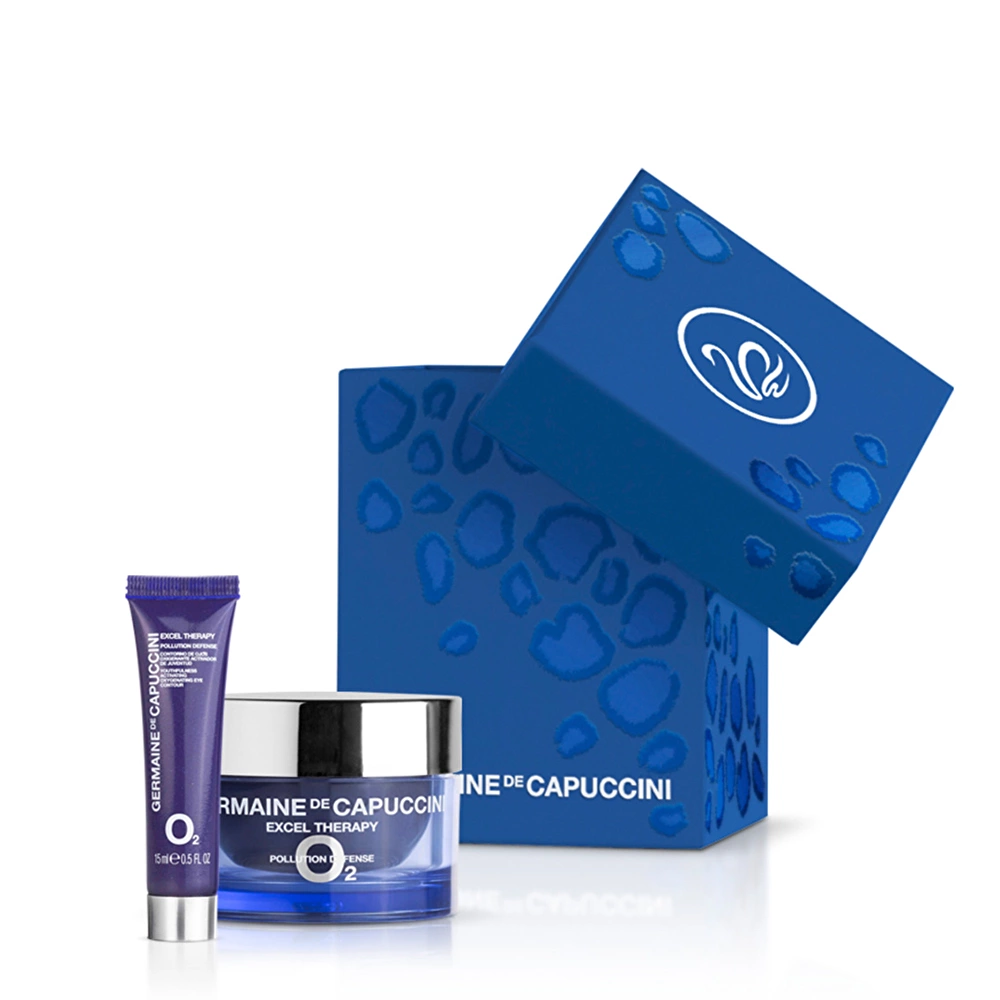 GERMAINE DE CAPUCCINI PAVASARINIS RINKINYS EXCEL THERAPY O2 POLLUTION veido kremas su deguonimi + EXCEL THERAPY 02 akių kontūro kremas YOUTHFULNESS OXYGENATING