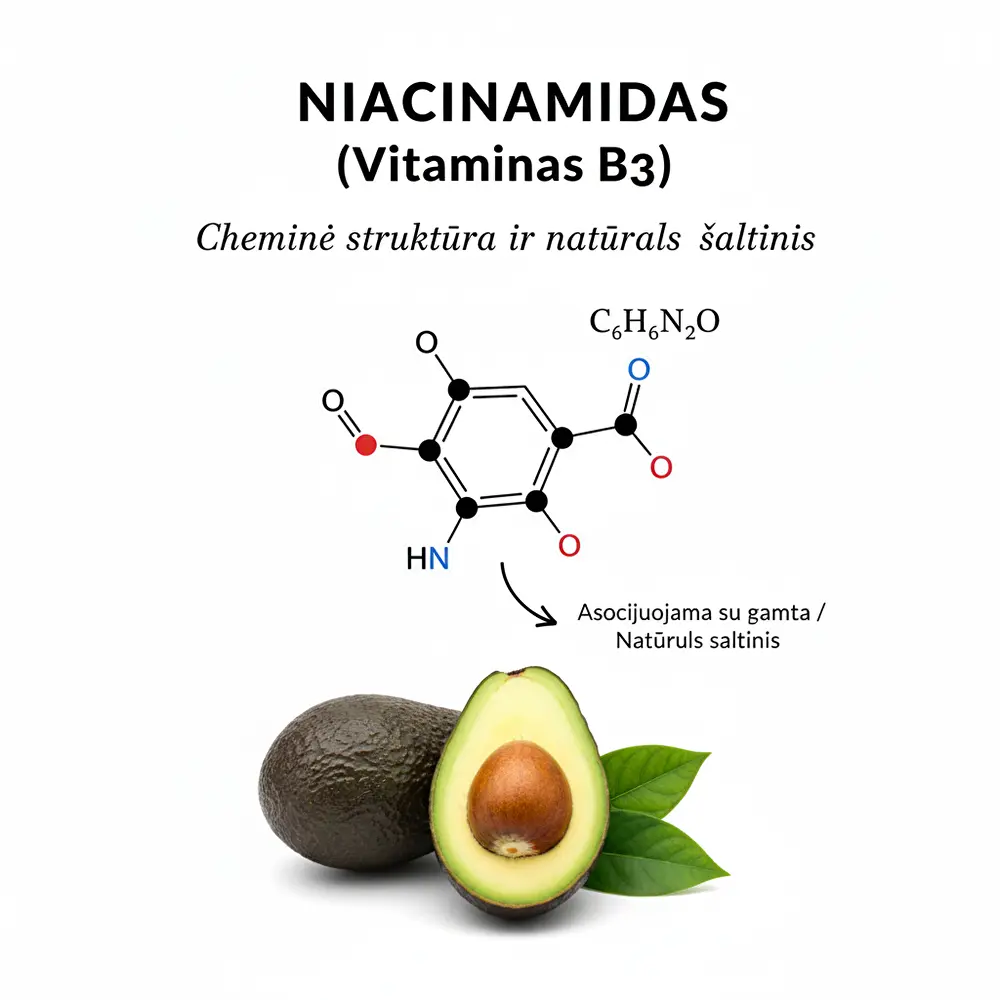 Mažiau blizgesio, ramesnė spalva ir tvarkingesnės poros – su niacinamidu tai pasiekiama be dramos.