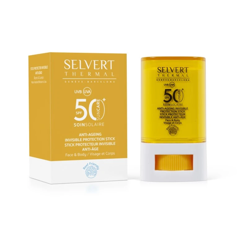 SELVERT THERMAL Anti-ageing invisible protection stick/ Apsauginis prieštukas veidui ir kūnui SPF50+ 15 ml