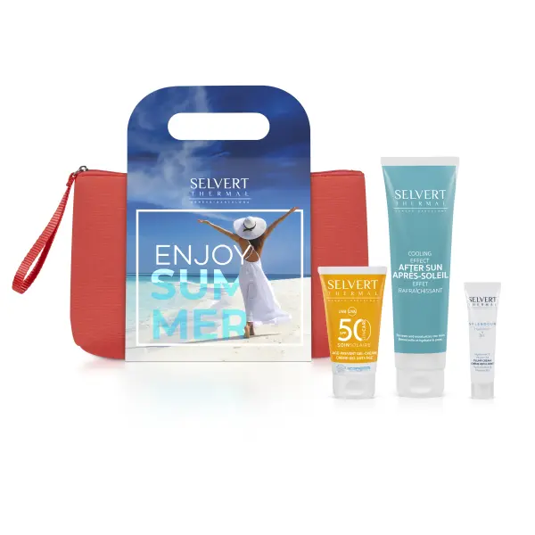 SELVERT THERMAL Summer pouch/ rinkinys kosmetinėje, 3 produktai