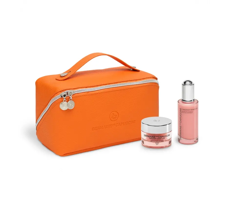 GERMAINE DE CAPUCCINI Timexpert Wrink-less / Veido priežiūros SOFT rinkinys - veido serumas + veido kremas + dovanų kosmetinė 50ml + 50ml + 1vnt.