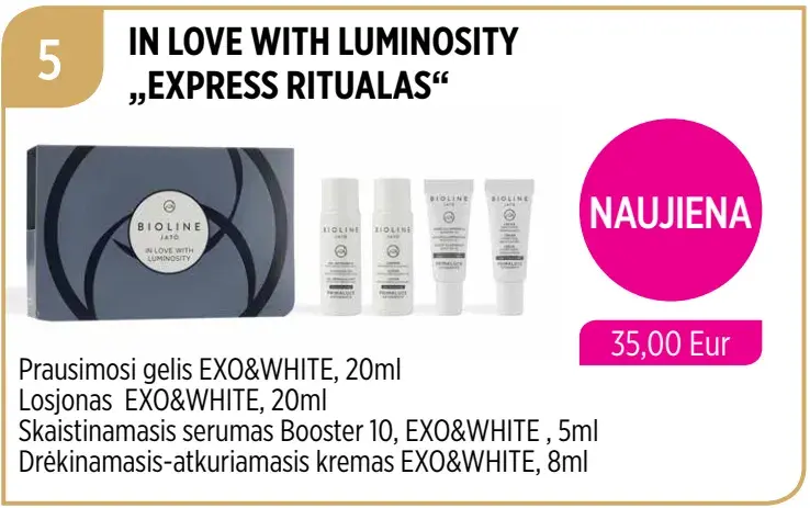 BIOLINE In love with luminosity "Express rituals" primaluce exfo&white / Rinkinys 20 ml, 5 ml, 8 ml