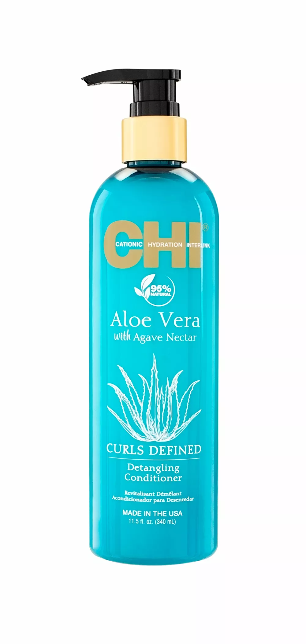 CHI ALOE VERA Išryškinantis garbanas kondicionierius su alavijais ir agavų sultimis, 340ml