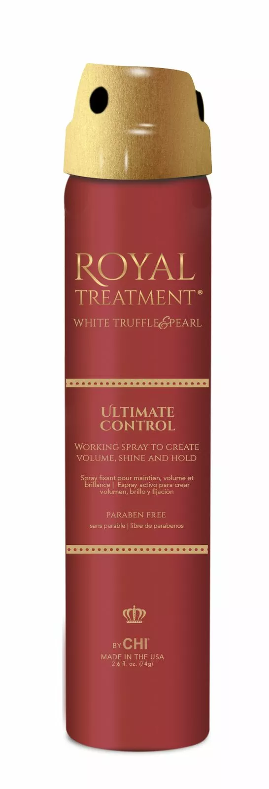 CHI FAROUK ROYAL Ultimate Control apimties plaukams suteikiantis lakas, 74g