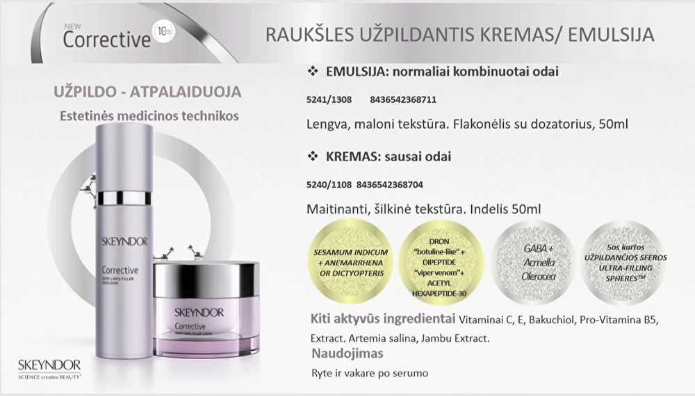 SKEYNDOR CORRECTIVE raukšles užpildantis kremas (sausai odai)