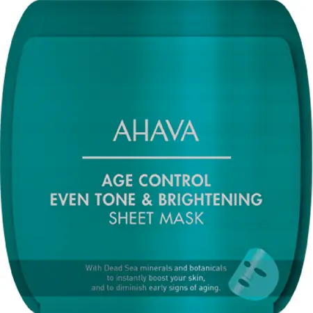 AHAVA AGE CONTROL Odos toną vienodinantis ir šviesinanti lakštinė veido kaukė, 1 vnt