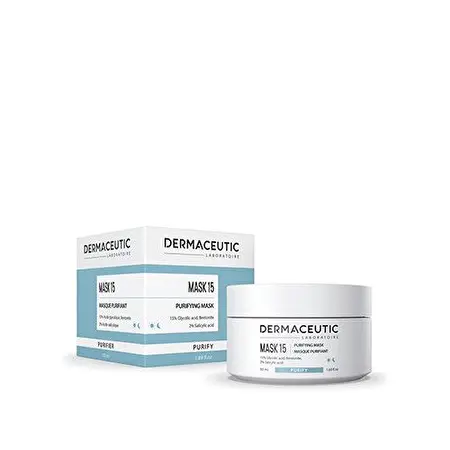 DERMACEUTIC MASK 15 Šveičiamoji, Odos riebumą reguliuojanti kaukė riebiai ir į aknę linkusiai odai, 50ml