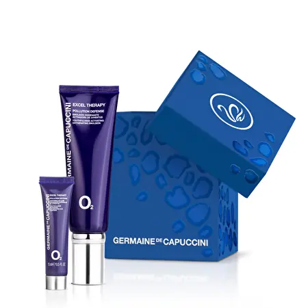 GERMAINE DE CAPUCCINI PAVASARINIS RINKINYS EXCEL THERAPY O2 veido emulsija su deguonimi POLLUTION + EXCEL THERAPY 02 akių kontūro kremas YOUTHFULNESS OXYGENATING