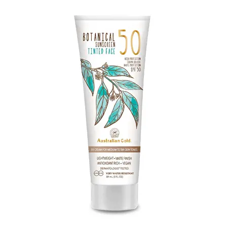 Australian Gold Botanical SPF 50 atspalvį veidui suteikiantis losjonas Medium-Tan, 88ml  