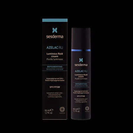 SESDERMA AZELAC RU spindesį suteikiantis kreminis fluidas SPF50, 50 ml