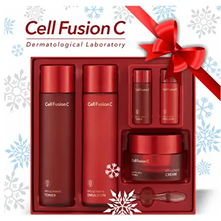 CELL FUSION C RED ULTIMATE Prabangus stangrinantis jaunatviškos veido odos rinkinys, 5 vnt