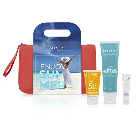 SELVERT THERMAL Summer pouch/ rinkinys kosmetinėje, 3 produktai