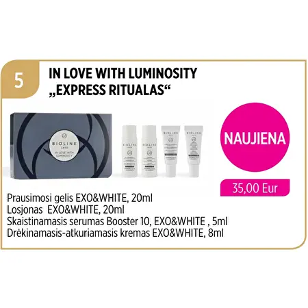 BIOLINE In love with luminosity "Express rituals" primaluce exfo&white / Rinkinys 20 ml, 5 ml, 8 ml