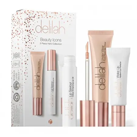 Delilah Beauty Icons 3 Piece Hero Collection veido priežiūros rinkinys, Rinkinys