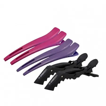 HH Simonsen Carbon & Crocodile Clips Pack Segtukų rinkinys plaukams, 6vnt