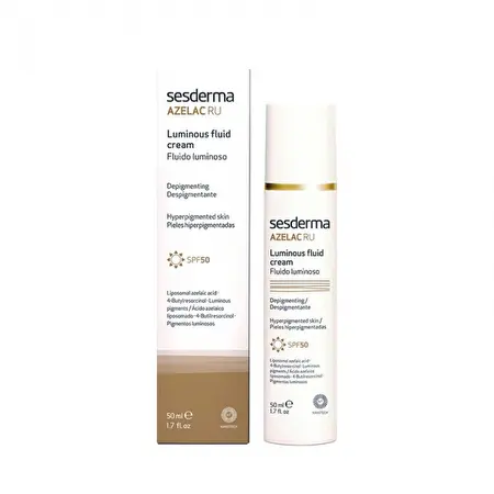 SESDERMA AZELAC RU spindesį suteikiantis kreminis fluidas SPF50